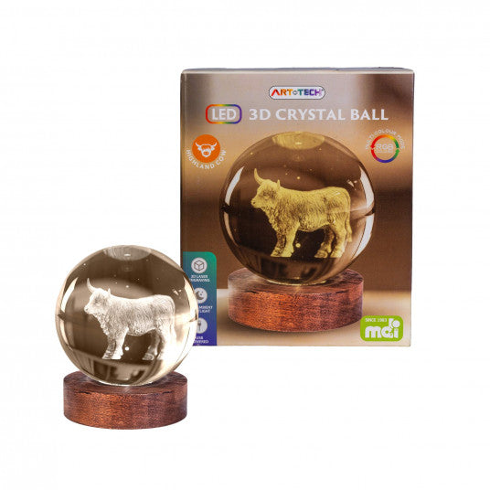HIGHLAND COW 3D GLASS CRYSTAL BALL LAMP