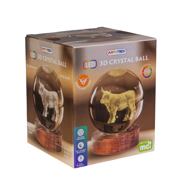 HIGHLAND COW 3D GLASS CRYSTAL BALL LAMP