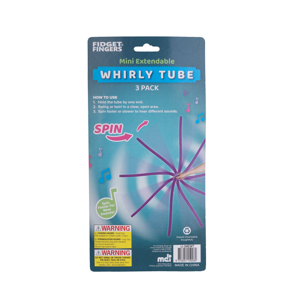 FIDGET TOY - EXTENDABLE WHIRLY TUBE - 3x PIECE PACK