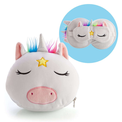 TRAVEL COMFORT MASK & PILLOW - UNICORN