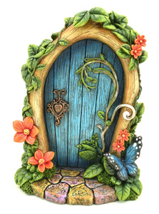 BLUE FAIRY DOOR WITH BUTTERFLY