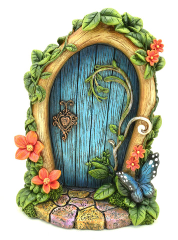 BLUE FAIRY DOOR WITH BUTTERFLY