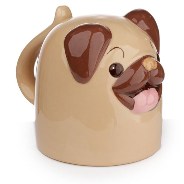 MOPPS PUG UPSIDE DOWN CERAMIC SHAPED MUG