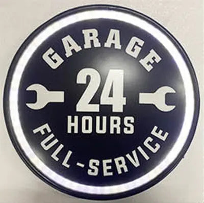 METAL WALL ART - GARAGE SIGN WITH LIGHT